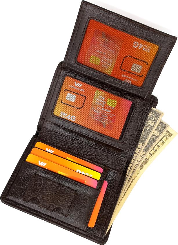Bóp ví nam đứng da bò thật V067K1 - Nâu