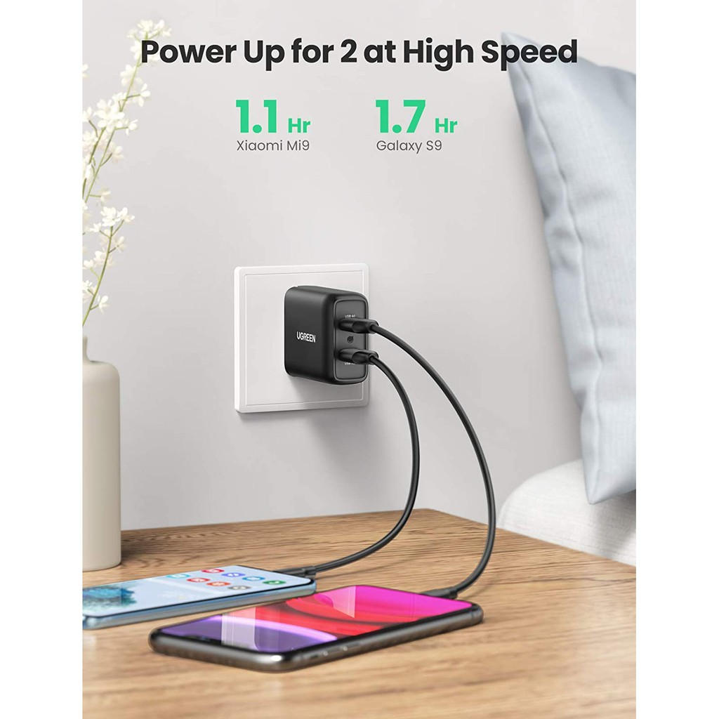 Sạc nhanh 2 cổng tốc độ cao chuẩn Quick Charge 3.0, công suất tối đa 36W UGREEN CD161 - Hàng chính hãng