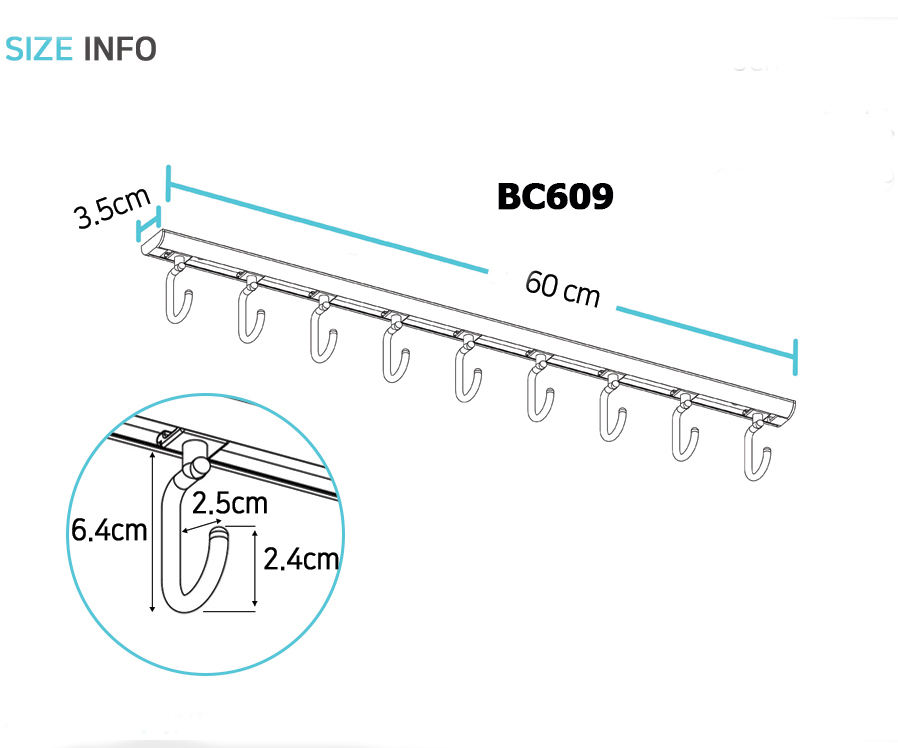 Móc treo tủ bếp, tủ quần áo Wellex BC609