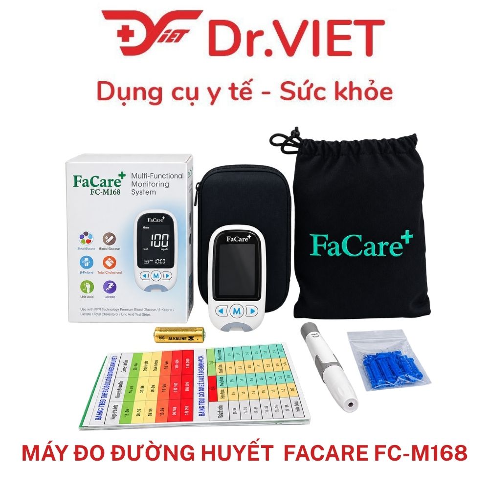 Máy đo đường huyết đa chức năng FaCare FC-M168, đo 5 chỉ số sức khỏe, kết nối Bluetooth, nhỏ gọn
