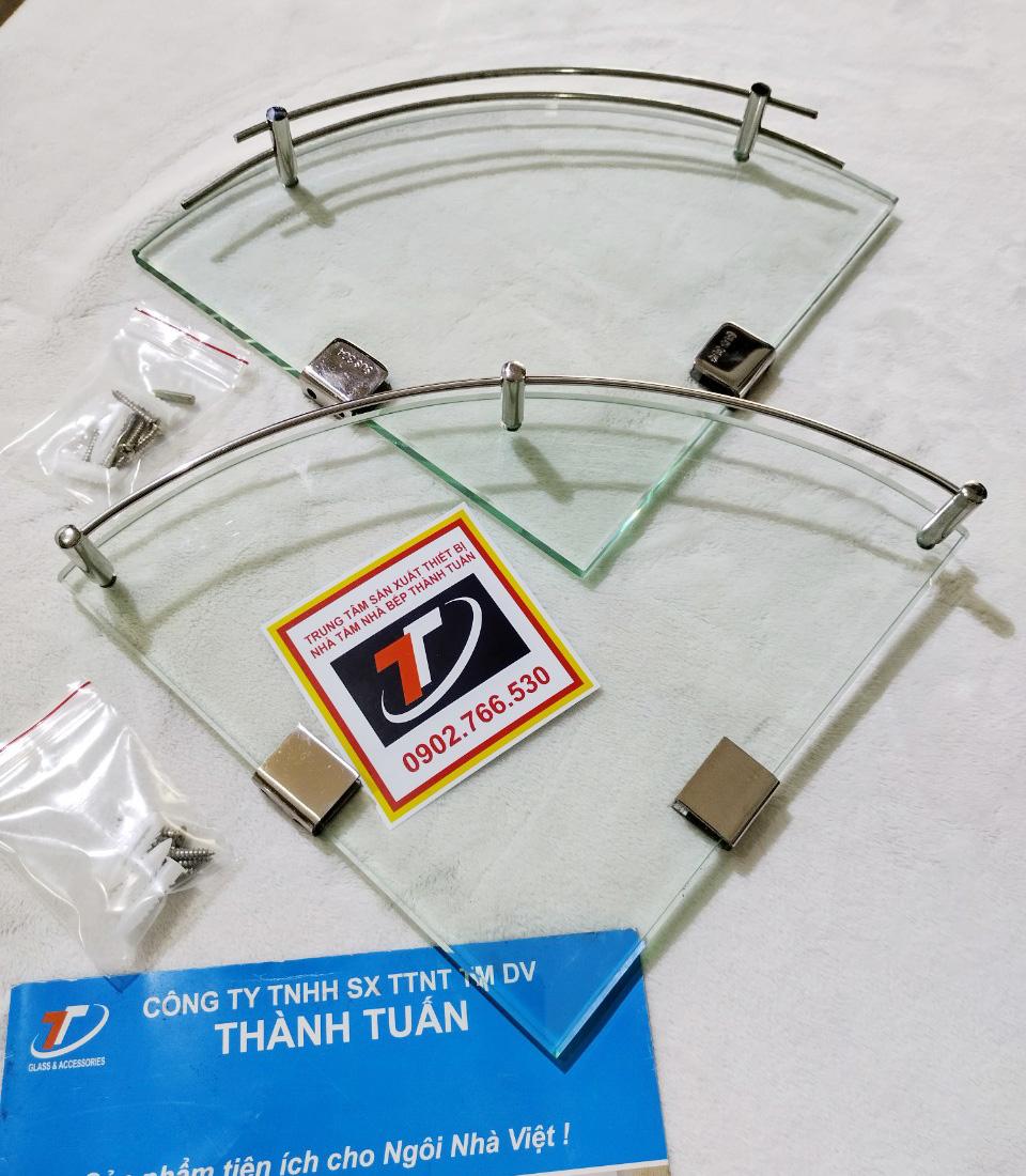 Kệ góc kính inox một tầng