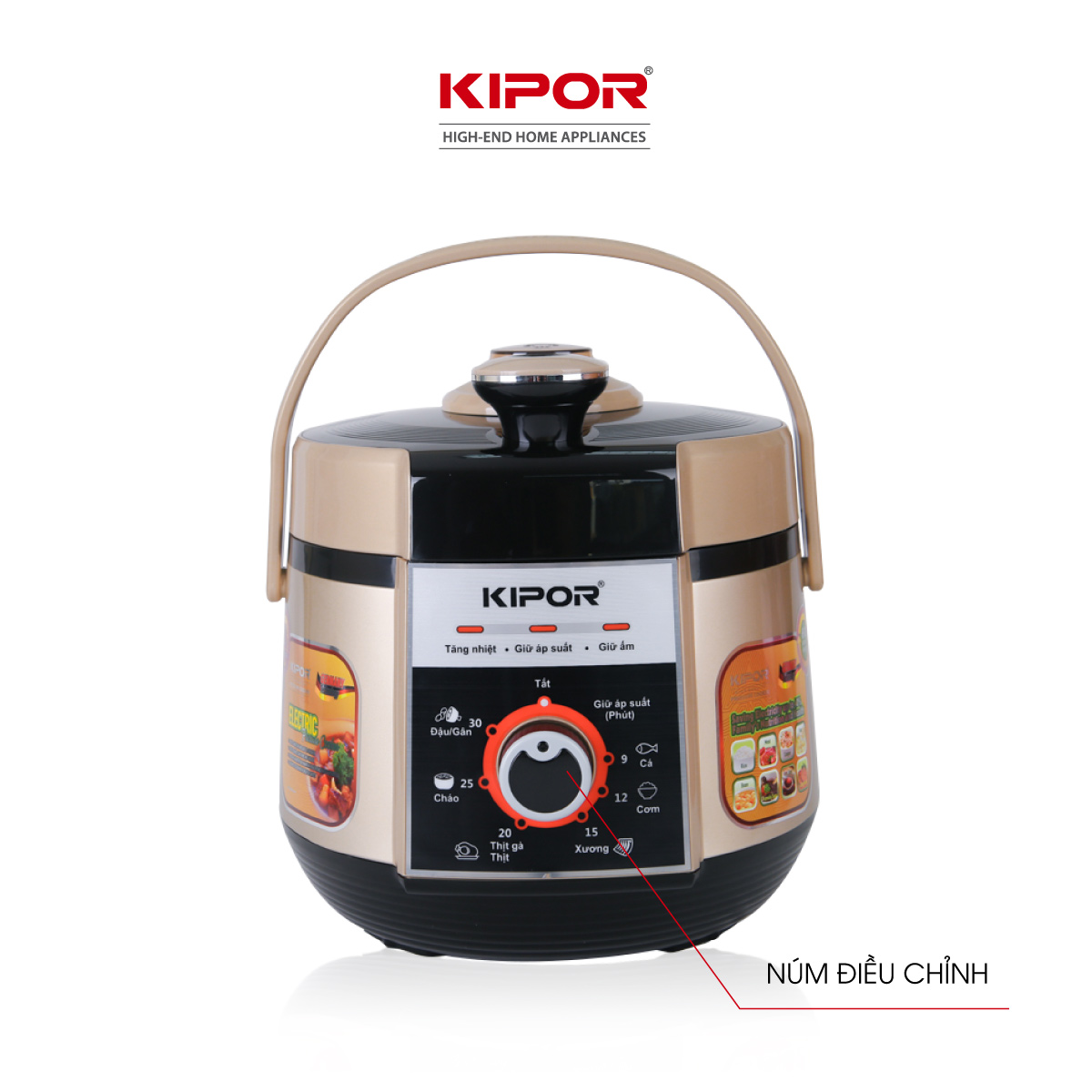 Nồi áp suất điện KIPOR KP-AS351 - 6L - Điều khiển cơ đa chức năng 7 trong 1 - Lòng nồi 5 lớp chống dính TEFLON - Hàng chính hãng