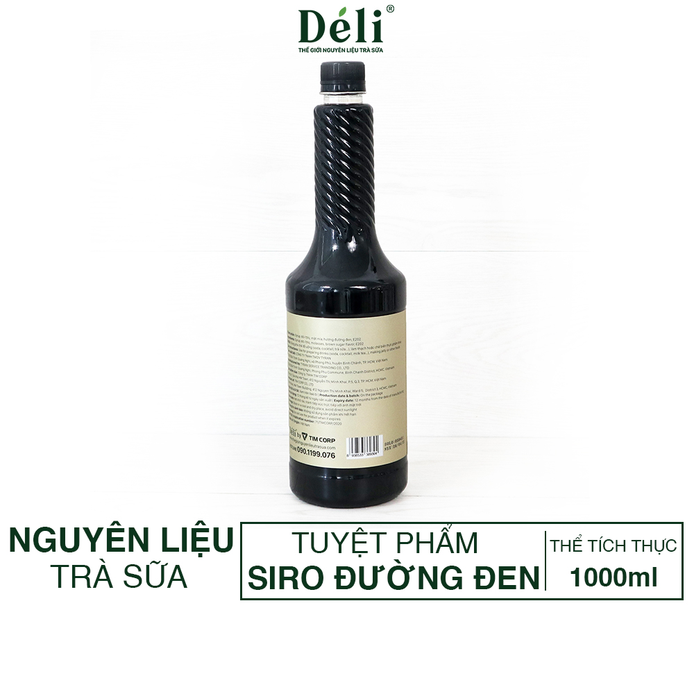 Siro đường đen Déli - 1 lít - đậm đặc, chuyên dùng pha chế trà trái cây, soda