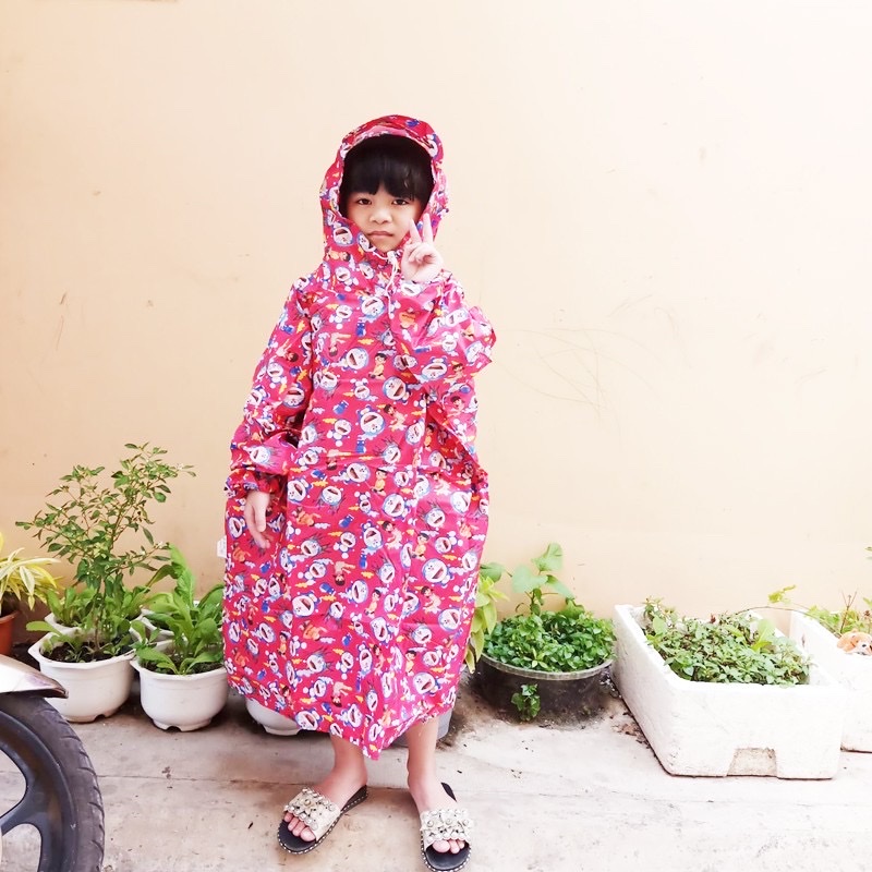 Áo Mưa Trẻ Em Unisex 1–4 Tuổi – Áo Mưa Trùm Kín Vải Dù Chống Nước, Họa Tiết Hoạt Hình, Gọn Nhẹ Có Túi Đựng, Giao Màu Ngẫu Nhiên