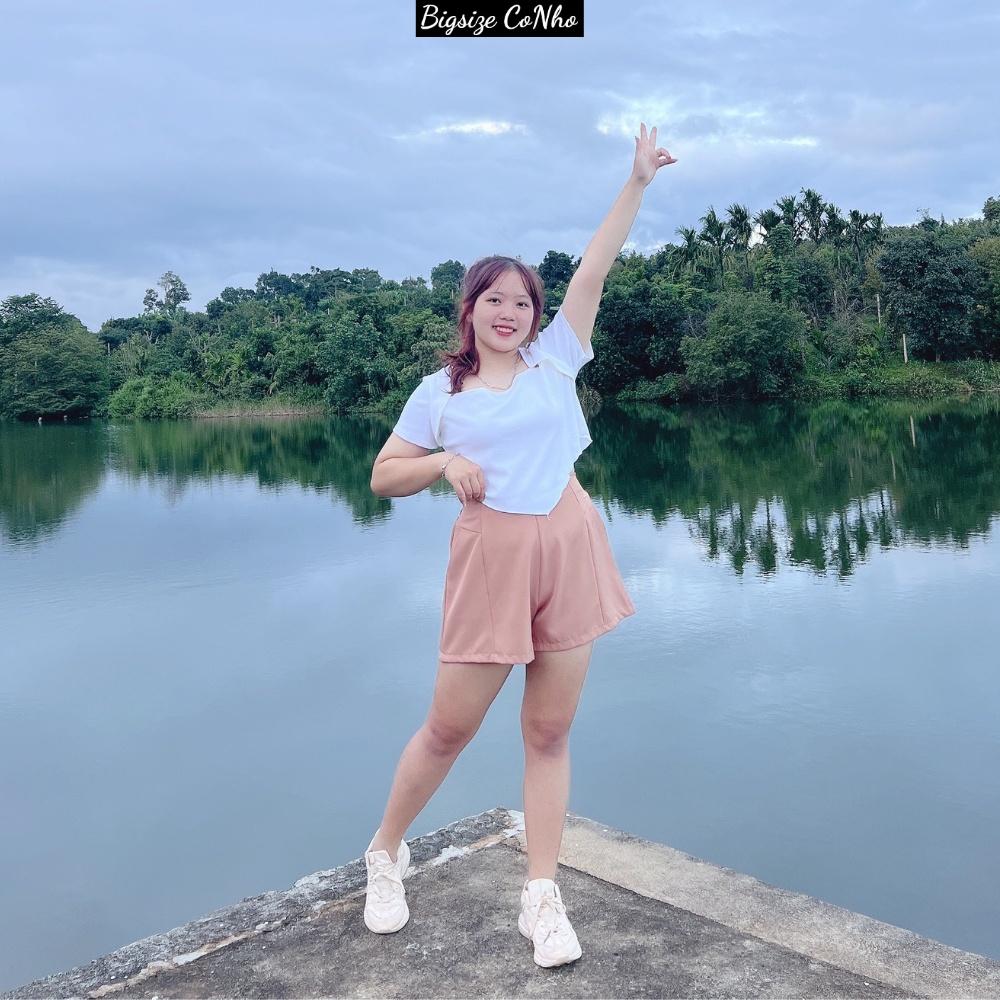 Quần đùi Bigsize Cô Nhỏ cho nữ lưng thun, Quần short nữ big size ngoại cỡ 55-100kg Q1 - MÀU TRẮNG
