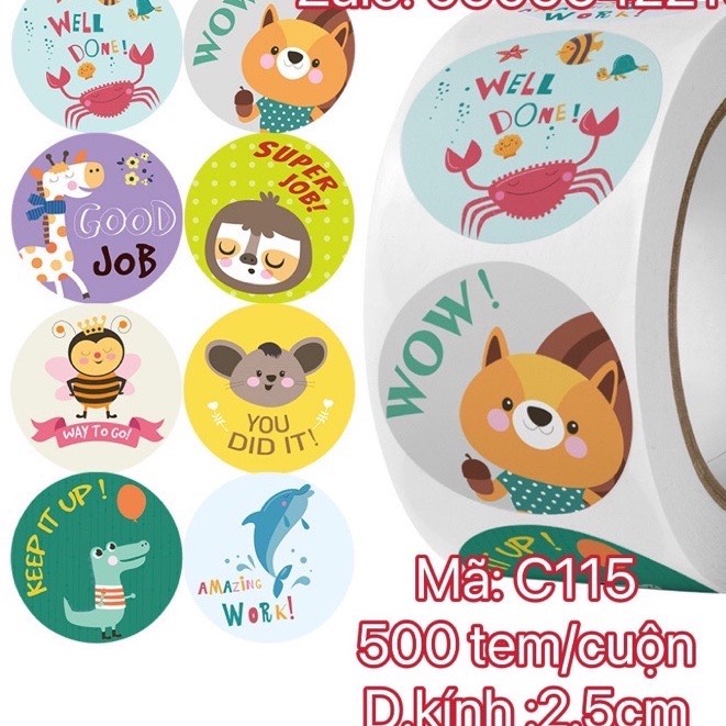 TEM_Tem dán chữ &quot; Thank you&quot; &lt;&lt; 2.5CM, 500TEM/CUỘN-STICKER CUTE