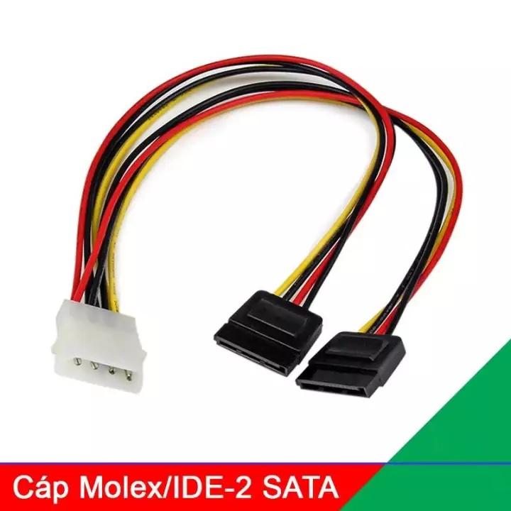 Cáp chuyển đổi nguồn 4 Pin IDE Molex sang 2 cổng Sata 15 Pin cho ổ cứng SATA chất lượng cao