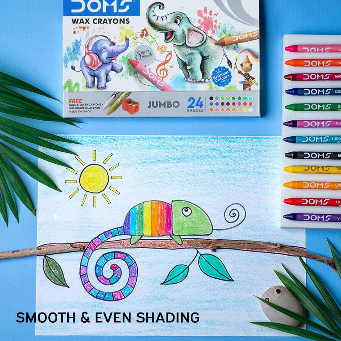 Hộp 12 Bút Sáp Màu Lớn Jumbo Wax Crayons - DOMS 3468