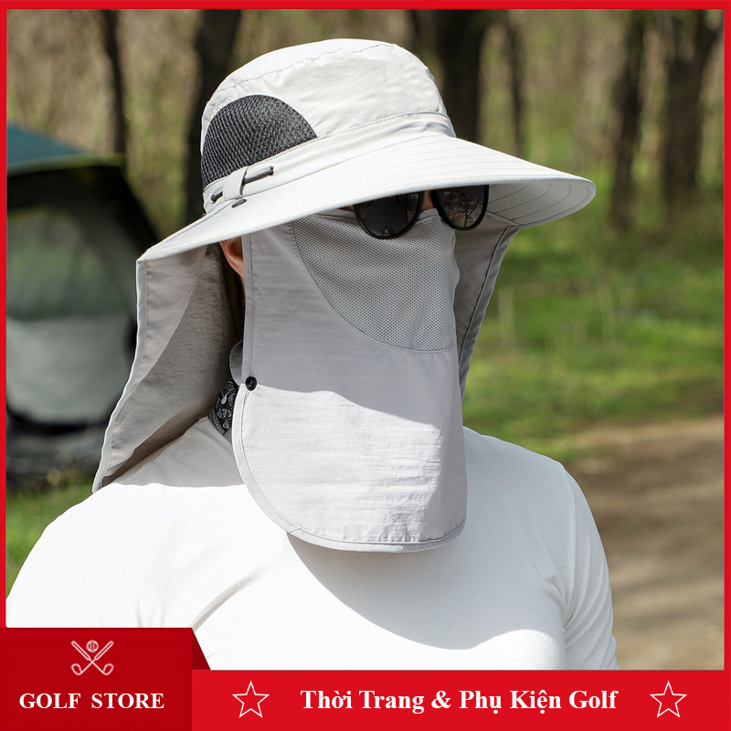 Mũ che nắng golf nam nữ có dây điều chỉnh kèm khẩu trang