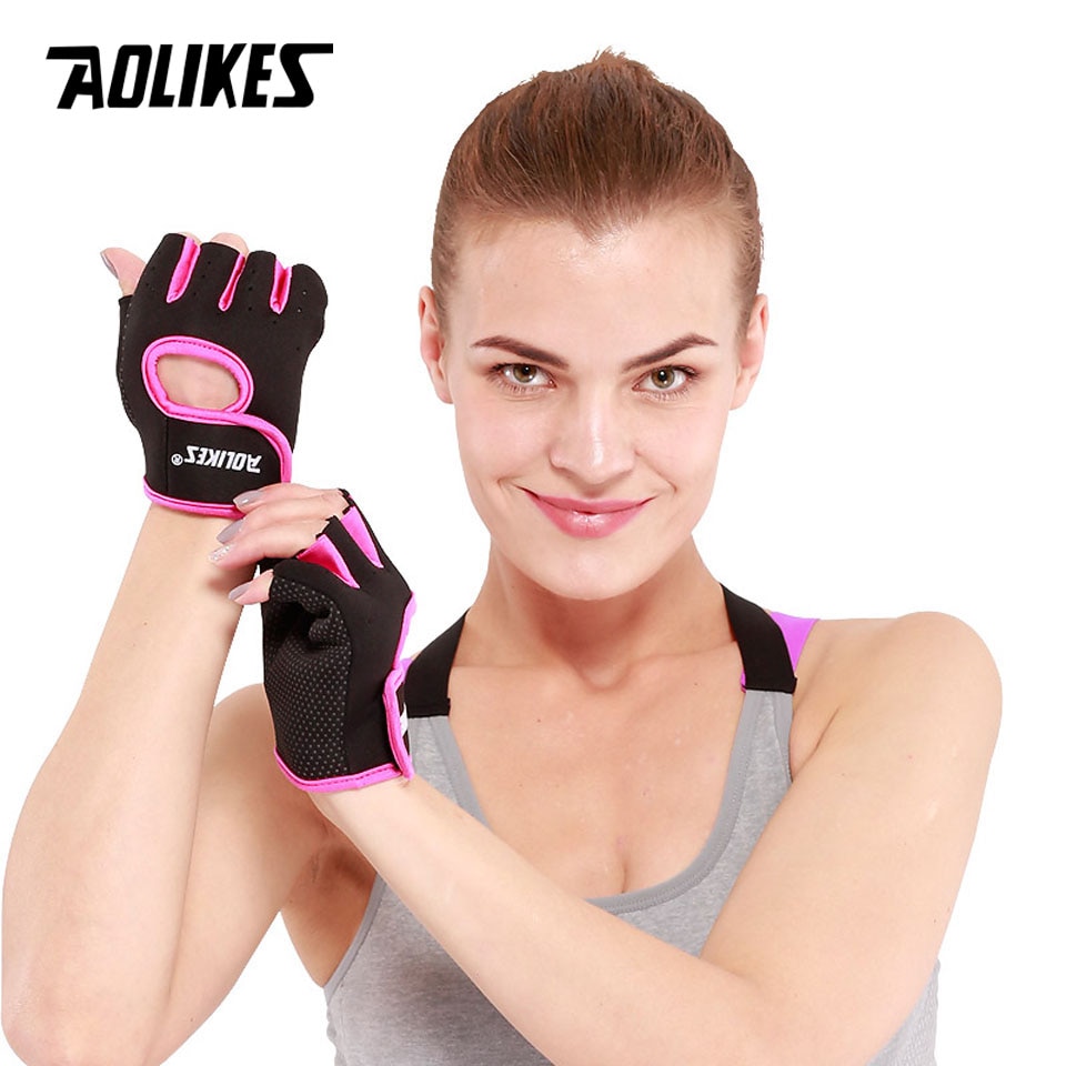 Găng Tay Tập Gym Nam Nữ Aolikes Ye - 1678 Chống Trơn Trượt Sport Breathable Gloves - M - Rose Red