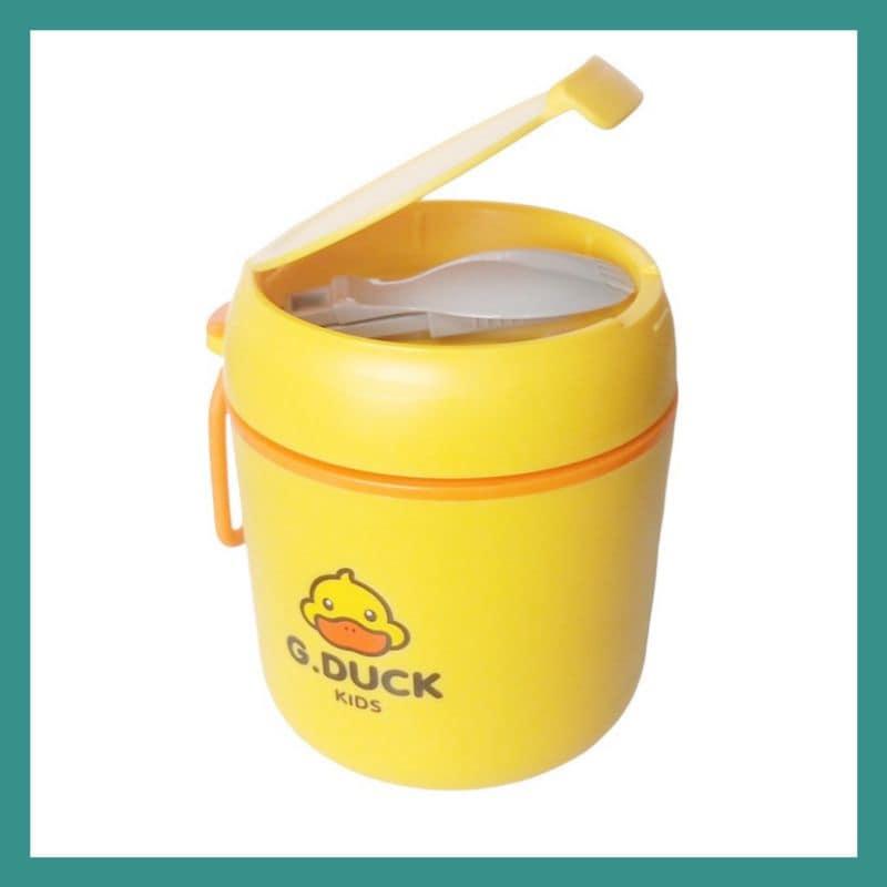 Bình ủ cháo con vịt vàng cho bé ruột inox 304 cao cấp - Ca giữ nhiệt đồ ăn cho trẻ dung tích 500ml