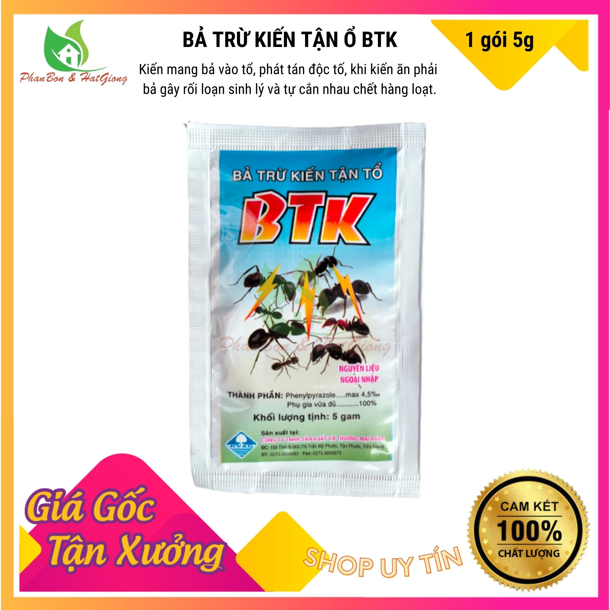 Bả Diệt Kiến Trừ Kiến Tận Tổ BTK 5g - Shop Phân Bón và Hạt Giống