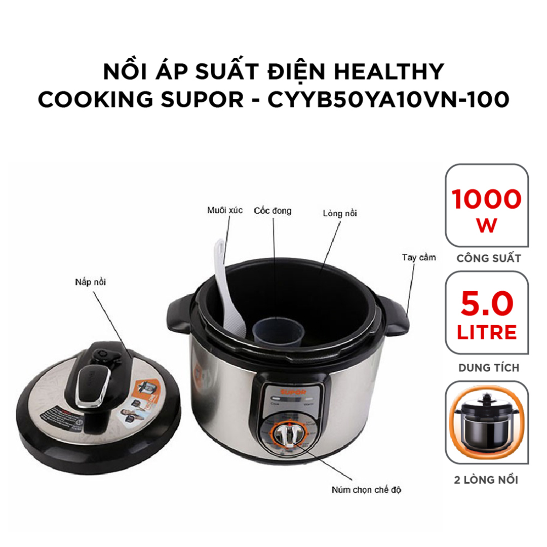 (HÀNG CHÍNH HÃNG) Nồi áp suất điện Supor CYYB50YA10VN-100