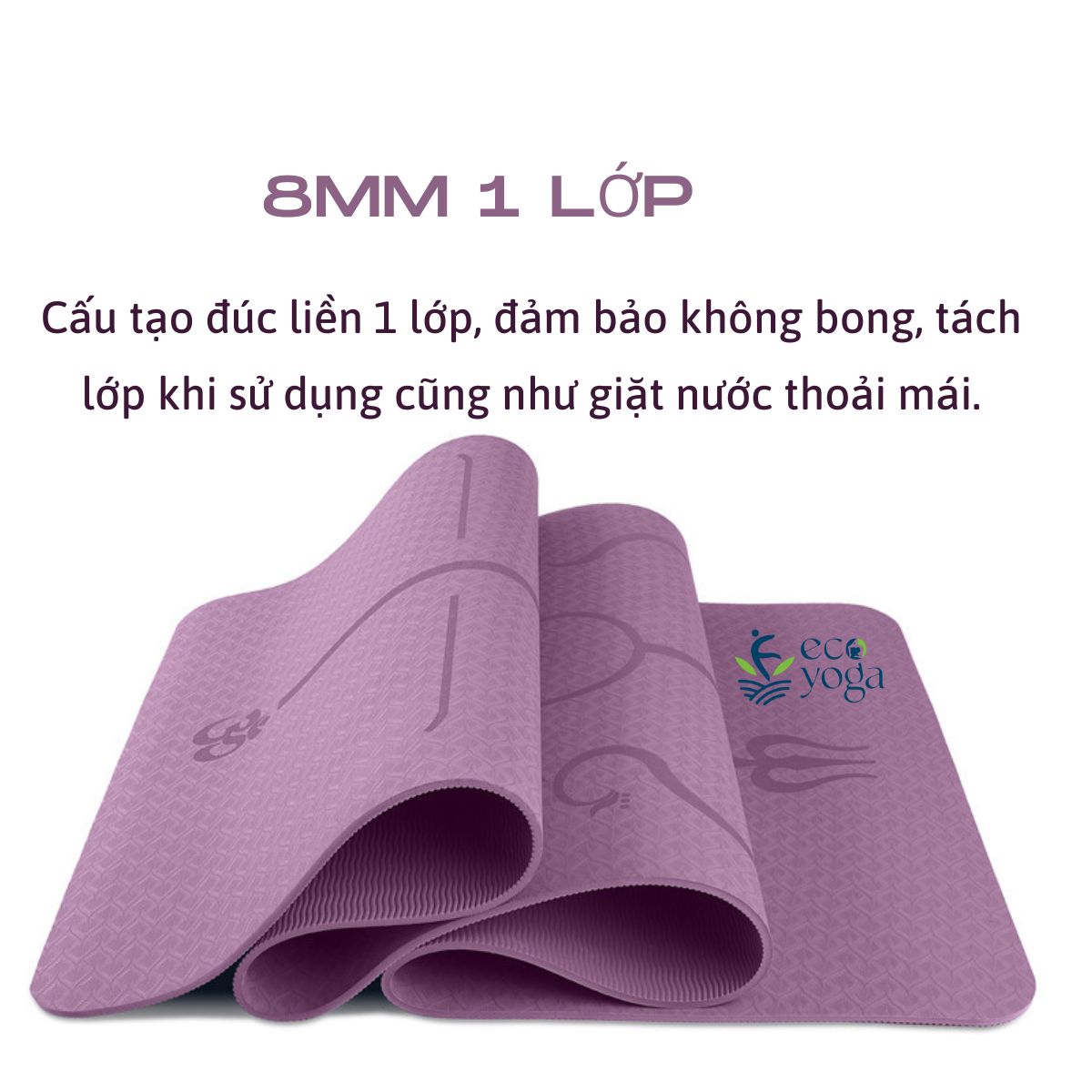 Thảm Yoga Định Tuyến TPE 1 Lớp 8mm - YOGA QG, Độ Bám Cao, Chống Trơn Trượt, Mềm Mại, Thân Thiện Với Môi Trường, An Toàn Khi Tiếp Xúc Với Da - Hàng chính hãng