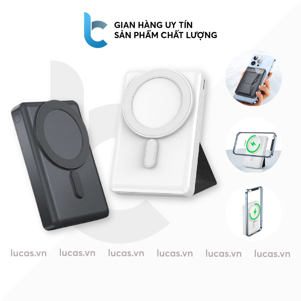 Pin Sạc Dự Phòng Không Dây Hít Từ Tính Wiwu Jc - 20 10.000Mah - Hàng Chính Hãng - - Trắng
