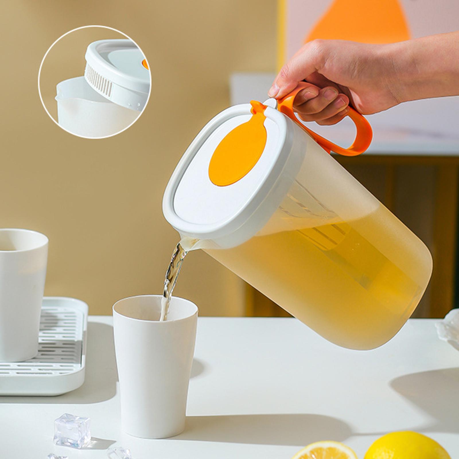 Fridge Pitcher, Water Fridge Pitcher with Lid, Lemonade, Iced Tea, Milk, Cocktails, Beverages Juice Jug, with Tea Filter, 2200ml. Extra Large