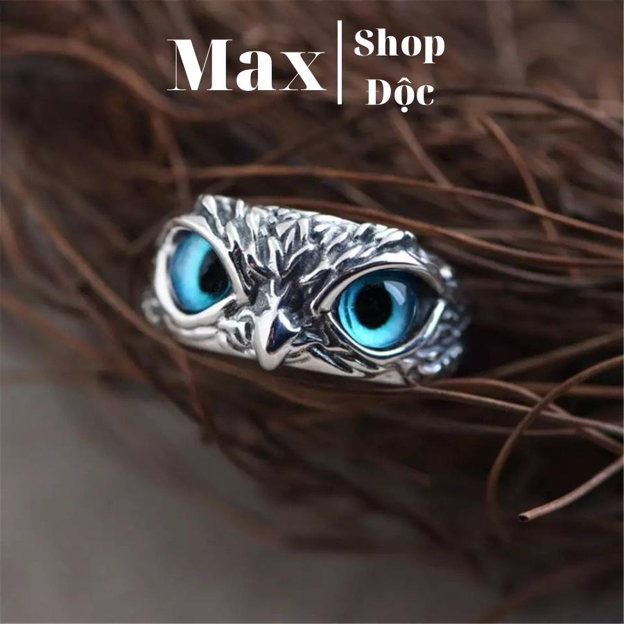 Nhẫn Nam Titan Không Gỉ Eagle Ring Mắt Cú Mèo Freesize Màu Bạc Thời Trang - Eagle Ring Nam Nữ Đẹp Maxshopdoc