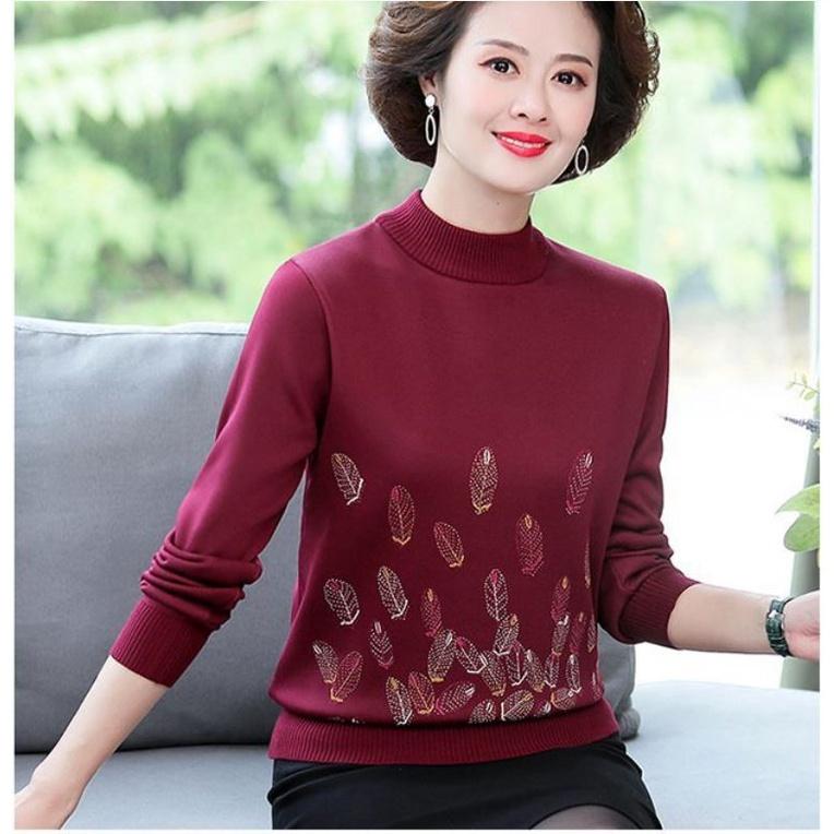 Áo Len Nữ Trung Niên Lót Bông Dày Ấm AL53 - Hàng Quảng Châu Cao Cấp