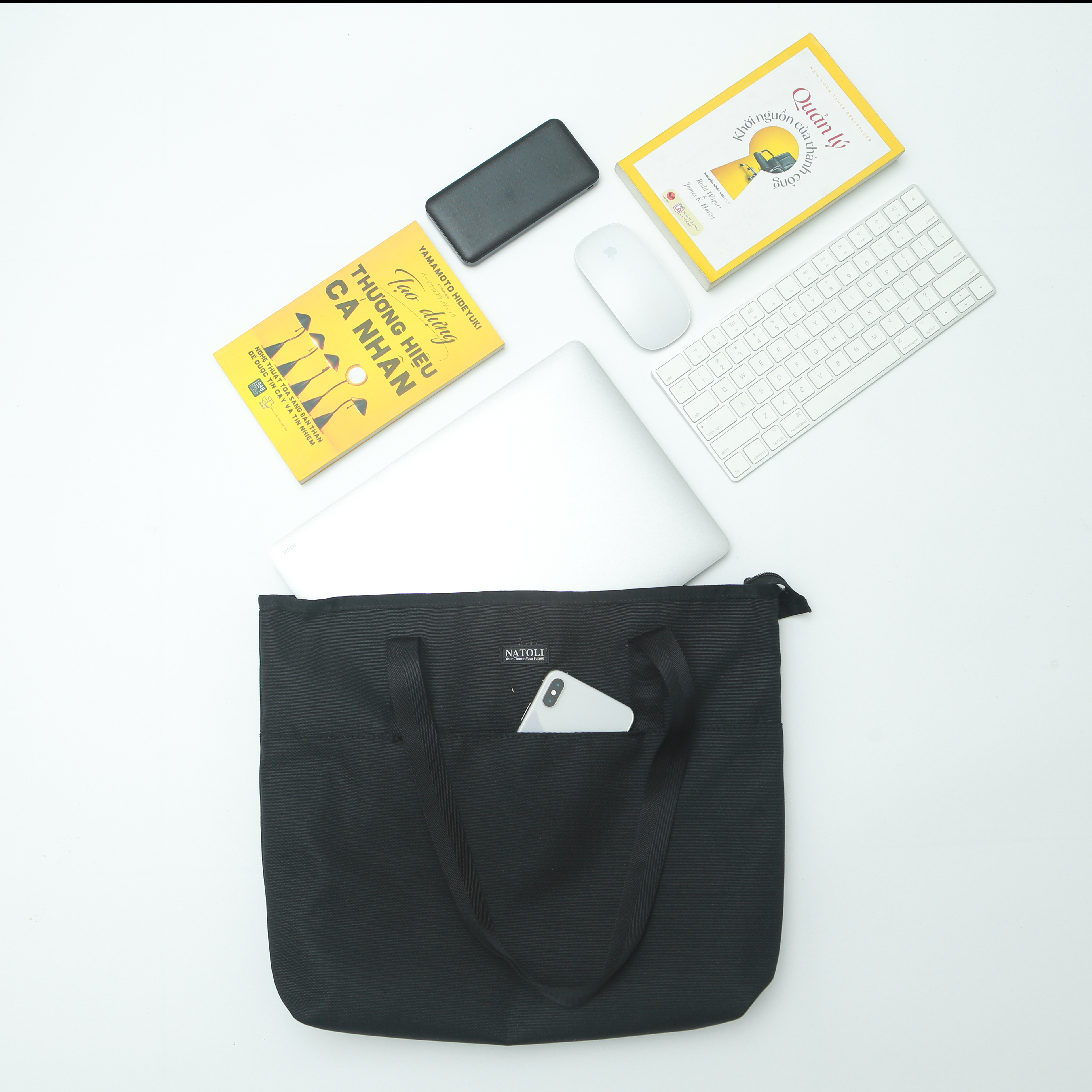 Túi tote nữ Elegant Chicbag T4 chính hãng NATOLI chất vải canvas có khóa kéo chống nước nhiều ngăn