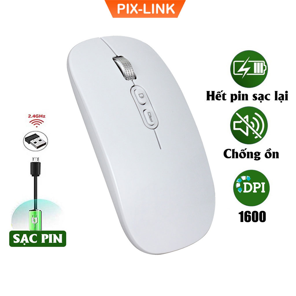 Hình ảnh Chuột Không Dây PIX-LINK P103A Pin Sạc USB 2.4GHz DPI 1600, Không Tiếng Ồn Sử Dụng Cho PC, Laptop, Tivi Hàng Chính Hãng
