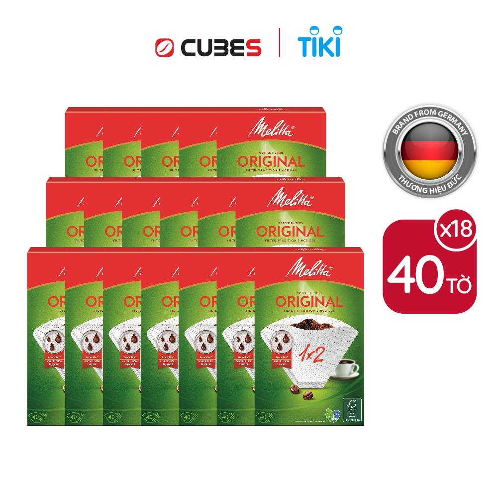 Combo Giấy Lọc Cà Phê Melitta Original 1x2 Hộp 40 tờ nhập Đức, lọc siêu vi 3 tầng tăng hương vị - Hàng chính hãng