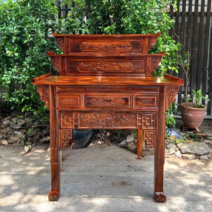 Bàn Thờ Tam Cấp Gỗ Muồng , bàn cúng gỗ, bàn thờ gia tiên 3 tầng