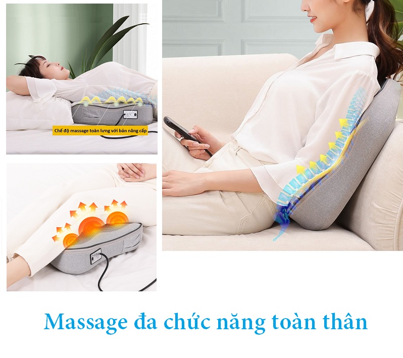 Gối Massage Toàn Thân Hồng Ngoại VISPO VP-G21D - Gối Mát Xa Cổ, Vai, Lưng Giảm Đau Mỏi Cơ Thể, Phù Hợp Sử Dụng Tại Nhà, Văn Phòng Hay Trên Ô tô