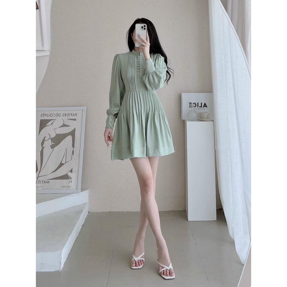 Đầm nữ babydoll xếp ly tay dài Lin Dress