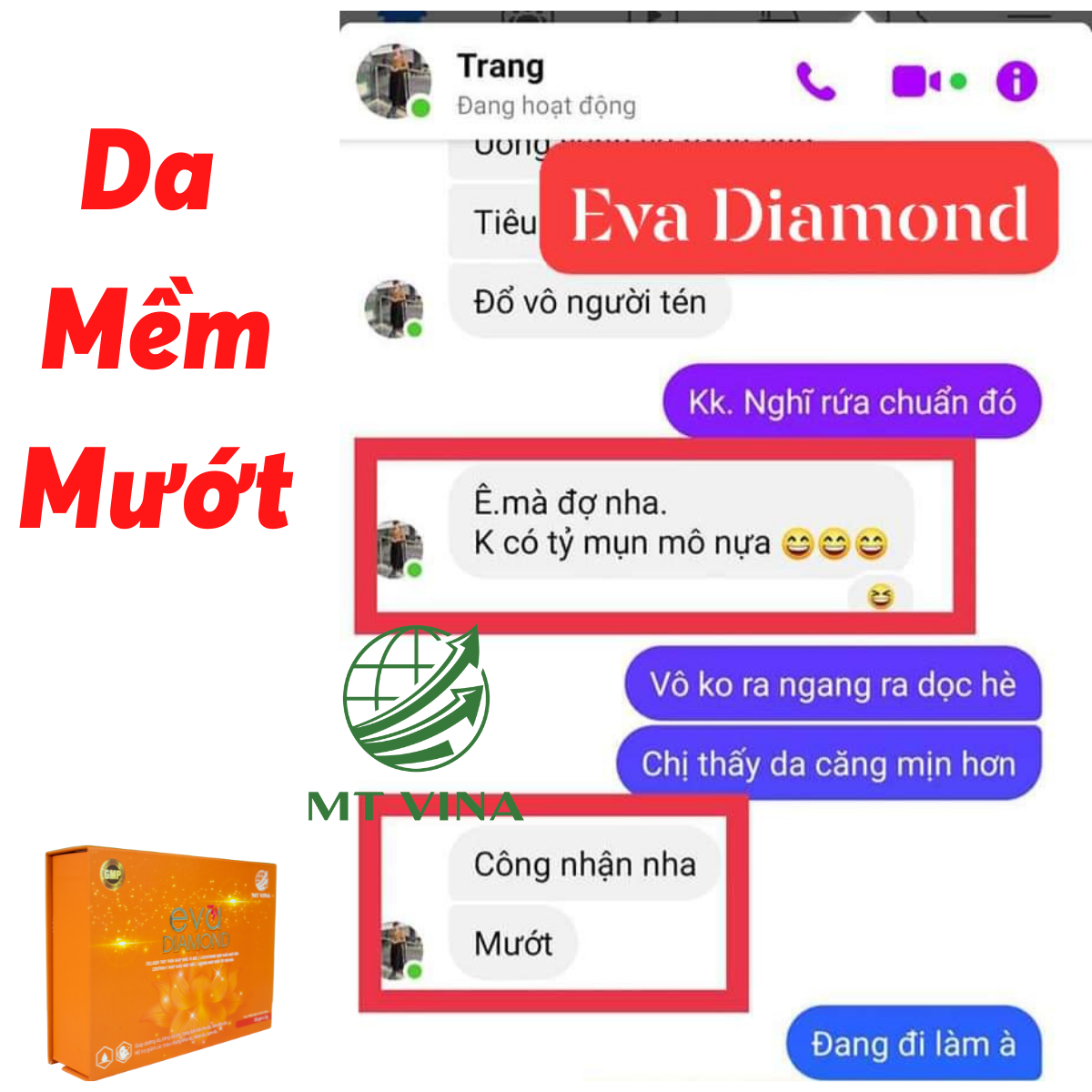 { combo 10 ] Eva Diamond Thải Độc Đẹp Da cân bằng nội tiết giảm tình trạng nóng trong bốc hỏa da khô sạm