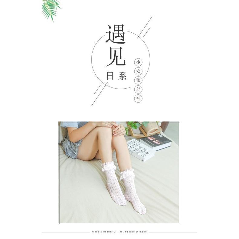 Vớ lolita Nhật Bản Lolita vớ ren nữ sọc ô Hàn Quốc VT37