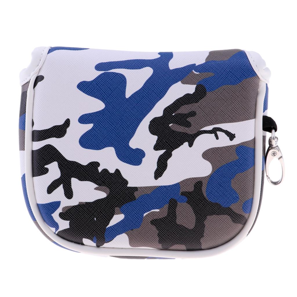 Golf Mallet Putter Cover Headcover with Magnetic Closure Camouflage Blue