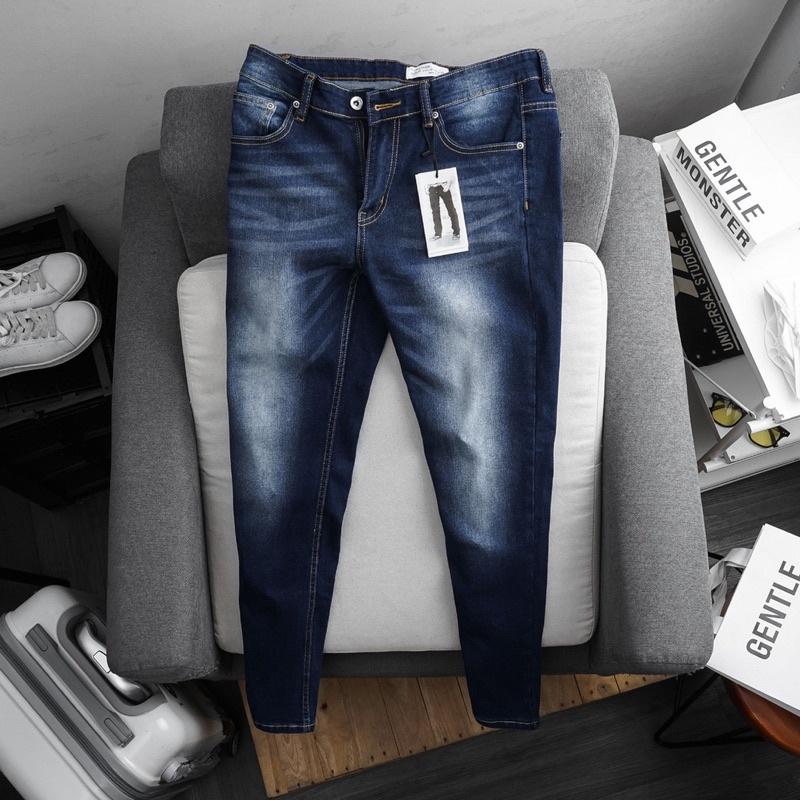 Quần jean xanh nam xuất xịn ống ôm skinny