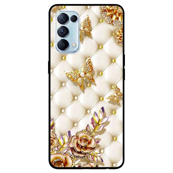 Ốp lưng dành cho Oppo Reno 5 mẫu Bướm Vàng Giả Da