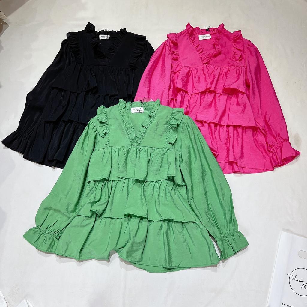 Áo bèo tầng babydoll xanh bơ nhiều màu Lovi