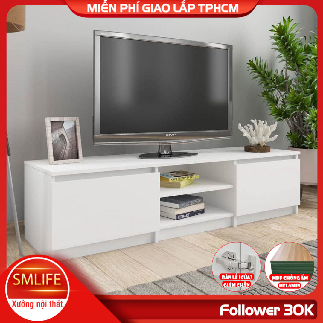 Kệ Tivi gỗ hiện đại SMLIFE Tionne | Gỗ MDF dày 17mm chống ẩm | D140xR40xC36cm