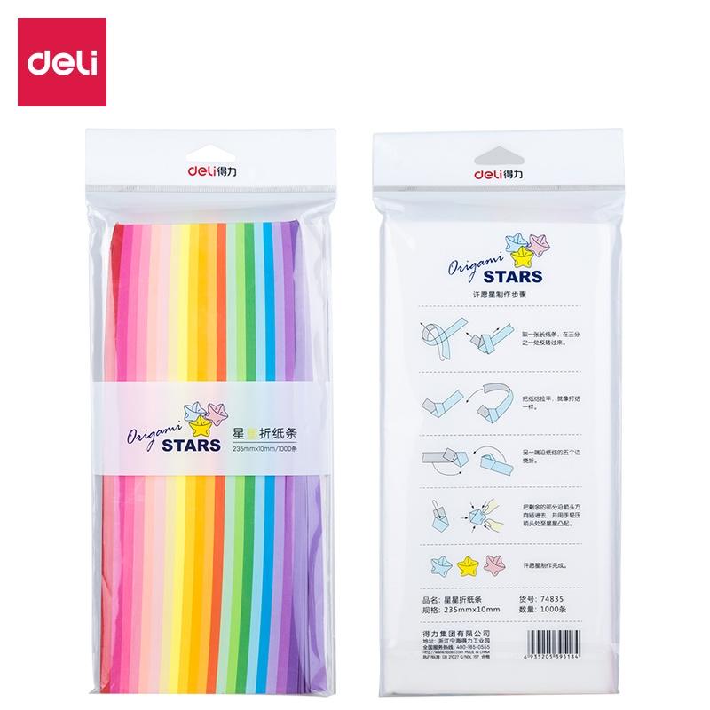 1000 tờ giấy gấp sao nhiều màu Deli - làm quà tặng, origami lucky star paper - 74834/74835