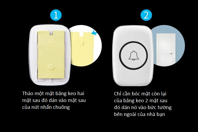 Chuông cửa đôi không dây chống nước A10 - màu ngẫu nhiên ( Tặng kèm 01 miếng thép đa năng )