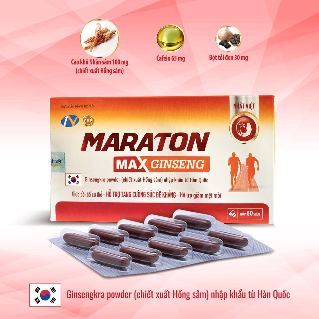 Viên uống bảo vệ sức khỏe, tăng sức đề kháng maraton max-ginseng - 60 viên