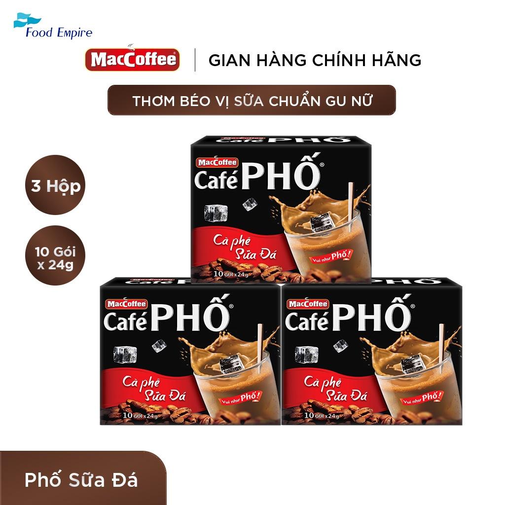 Combo 3 hộp Cà phê phố Sữa Đá - Maccoffee (hộp 10 gói x 24g)