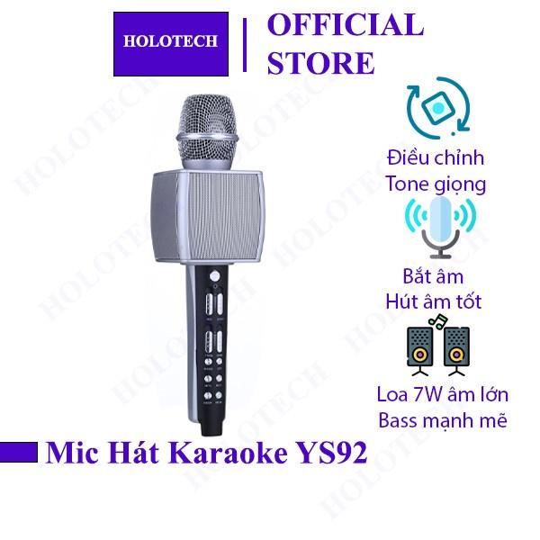 Micro Karaoke Bluetooth Không Dây YS92 Kèm Loa Âm Lớn Bắt Giọng Hát Hay Hỗ Trợ Thẻ Nhớ, Thu Âm Chuyên Nghiệp