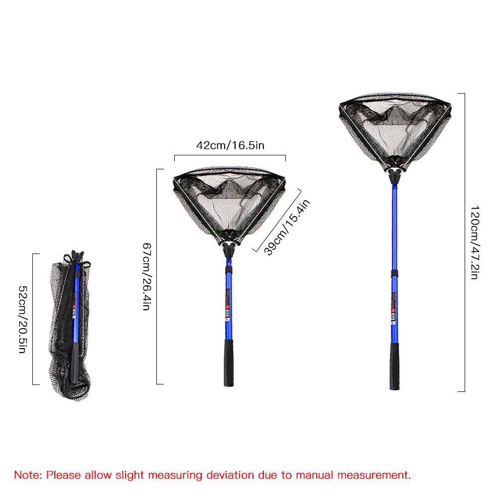 Vượt cá có thể gấp gọn lưới bằng sợi nylon bền tay cầm bằng hợp kim nhôm chống trượt nhẹ và gon