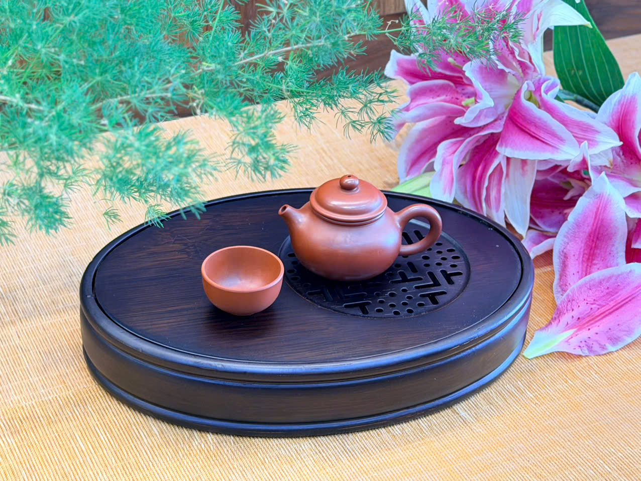 KHAY TRÀ TREN HUN KHÓI HÌNH OVAL SIZE NHỎ - KÍCH THƯỚC 29X20X5CM