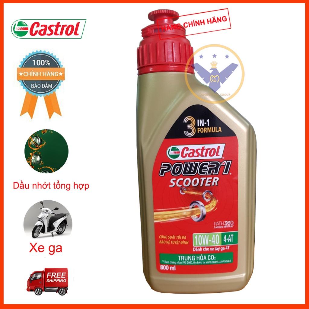 Dầu nhớt xe máy tay ga cao cấp tổng hợp Castrol Power 1 Scooter 10W40 lon 800ml