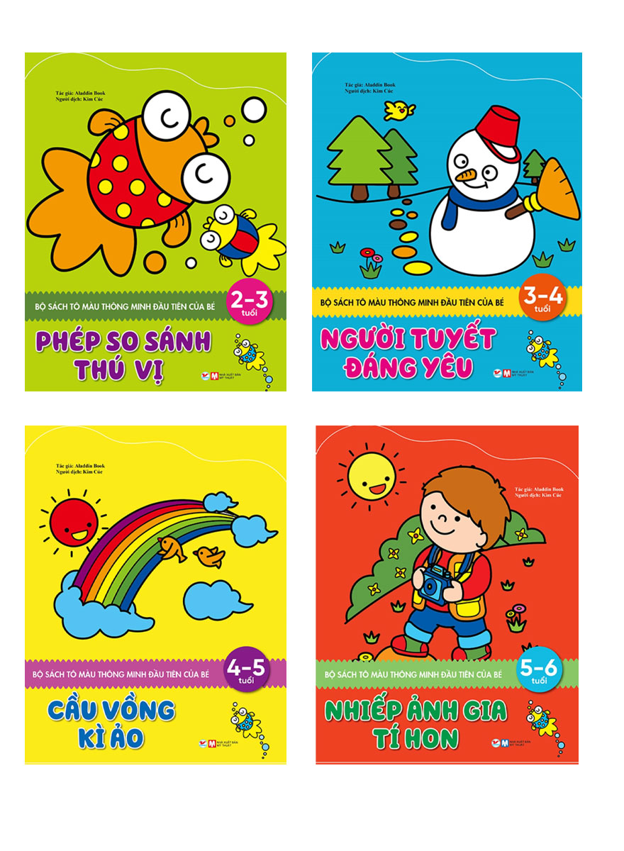 Combo Bộ 4 Cuốn Sách Tô Màu Thông Minh Đầu Tiên Của Bé: Phép So Sánh Thú Vị  + Người Tuyết Đáng Yêu  + Cầu Vồng Kì Ảo  + Nhiếp Ảnh Gia Tí Hon  _TV