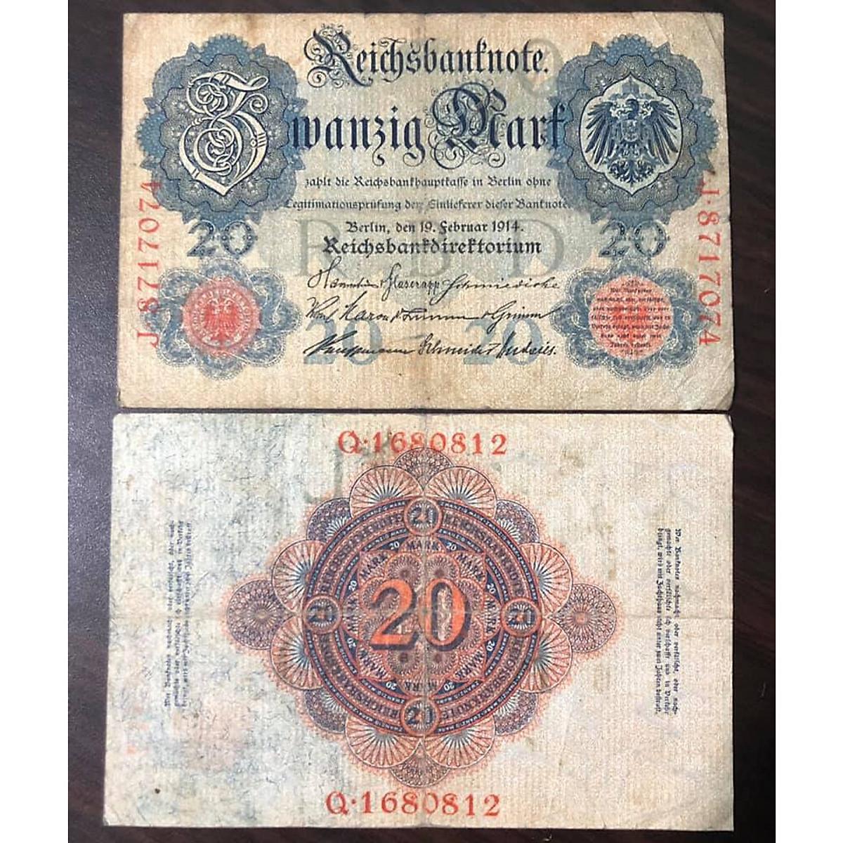 Tiền 20 Mark Đức 1914 sưu tầm, tặng phơi bảo quản