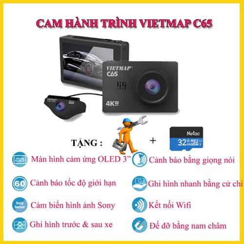Camera Hành Trình Ô Tô Xe Hơi VIETMAP MODEL C65 - Ghi Hình Trước Sau, Cảnh Báo Bằng Giọng Nói