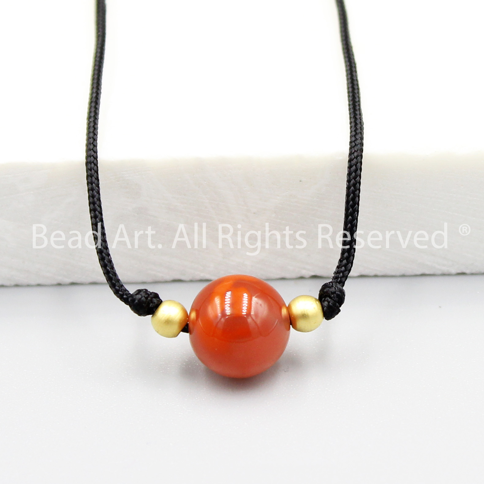 Vòng Cổ 8MM Đá Mã Não Đỏ Cam, Red Orange Agate Loại AA, Dây Chuyền, Trang Sức Phong Thuỷ, Mệnh Hoả, Mệnh Thổ - Bead Art