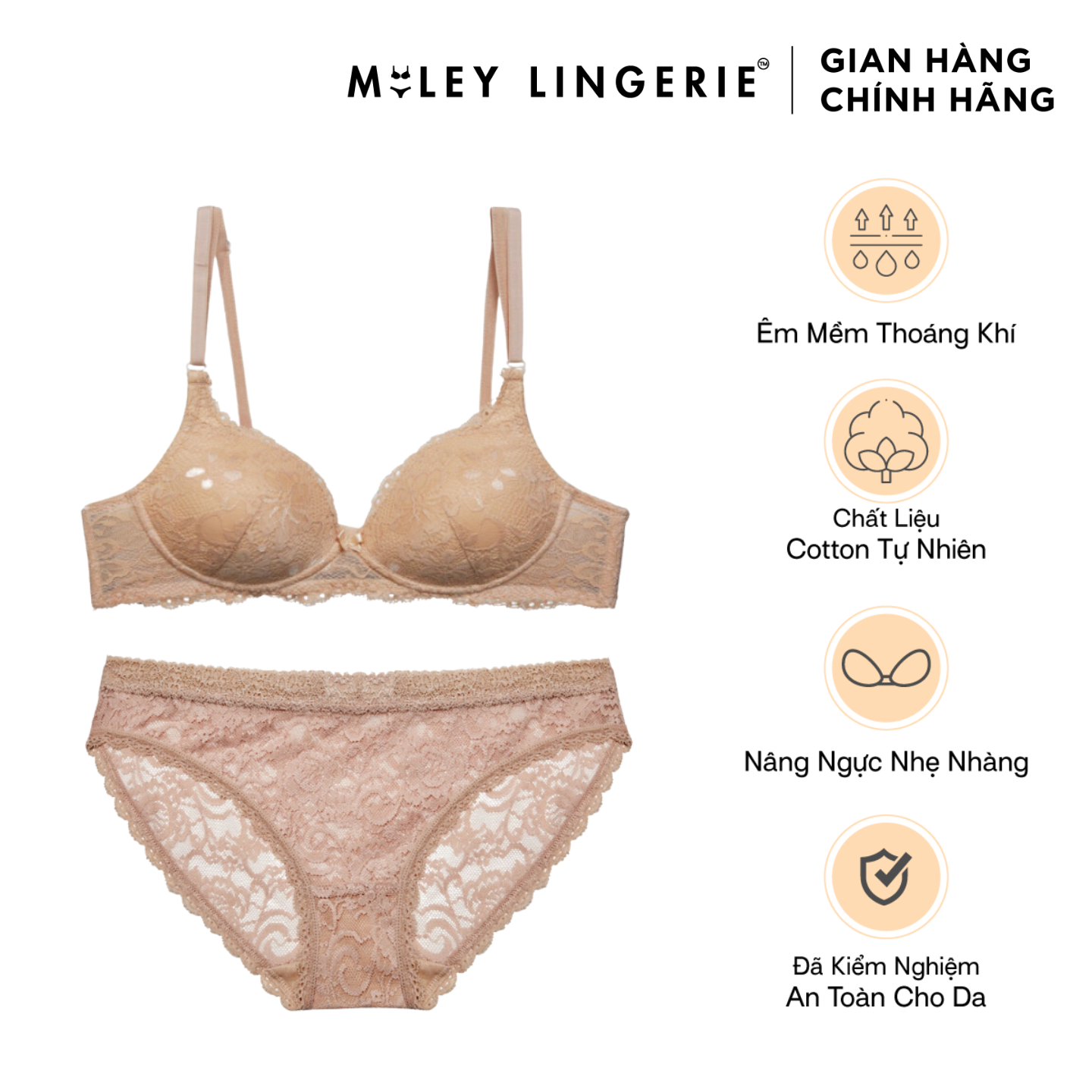 Bộ Áo Ngực Và Quần Lót Nữ Ren Không Gọng Miley Lingerie BRL_FLS_03