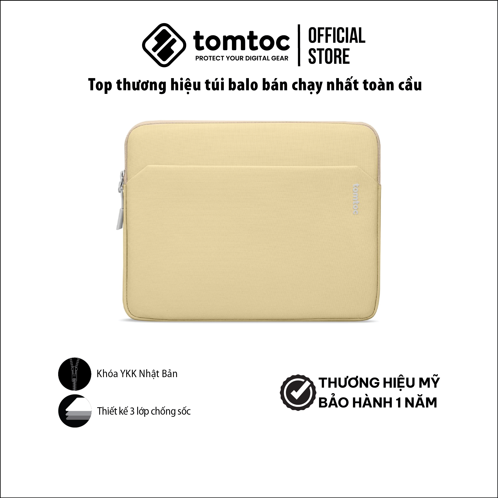 Túi Tomtoc (USA) Tablet Sleeve Bag cho  iPad Pro 12.9 M2/M1 (6th/5/4/3rd Generation) 2022-2018 - A18B3 Hàng chínhg hãng