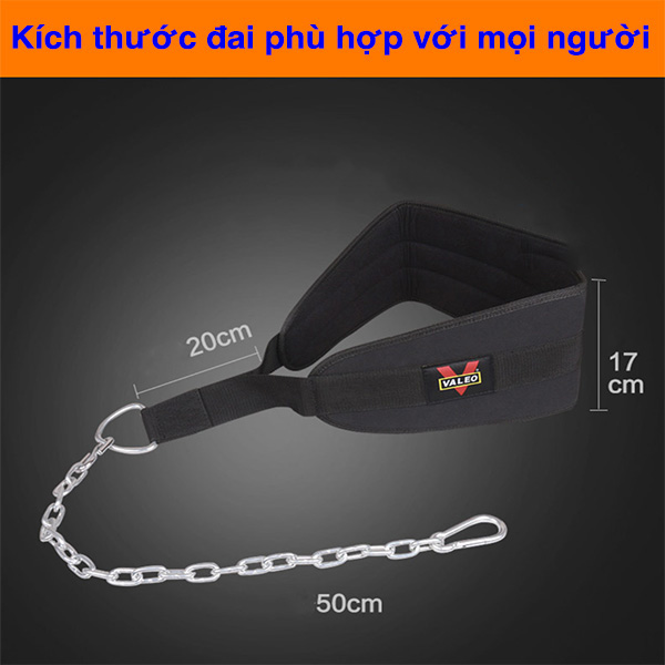 Đai Lưng Có Xích Treo Tạ Dip Belt Valeo